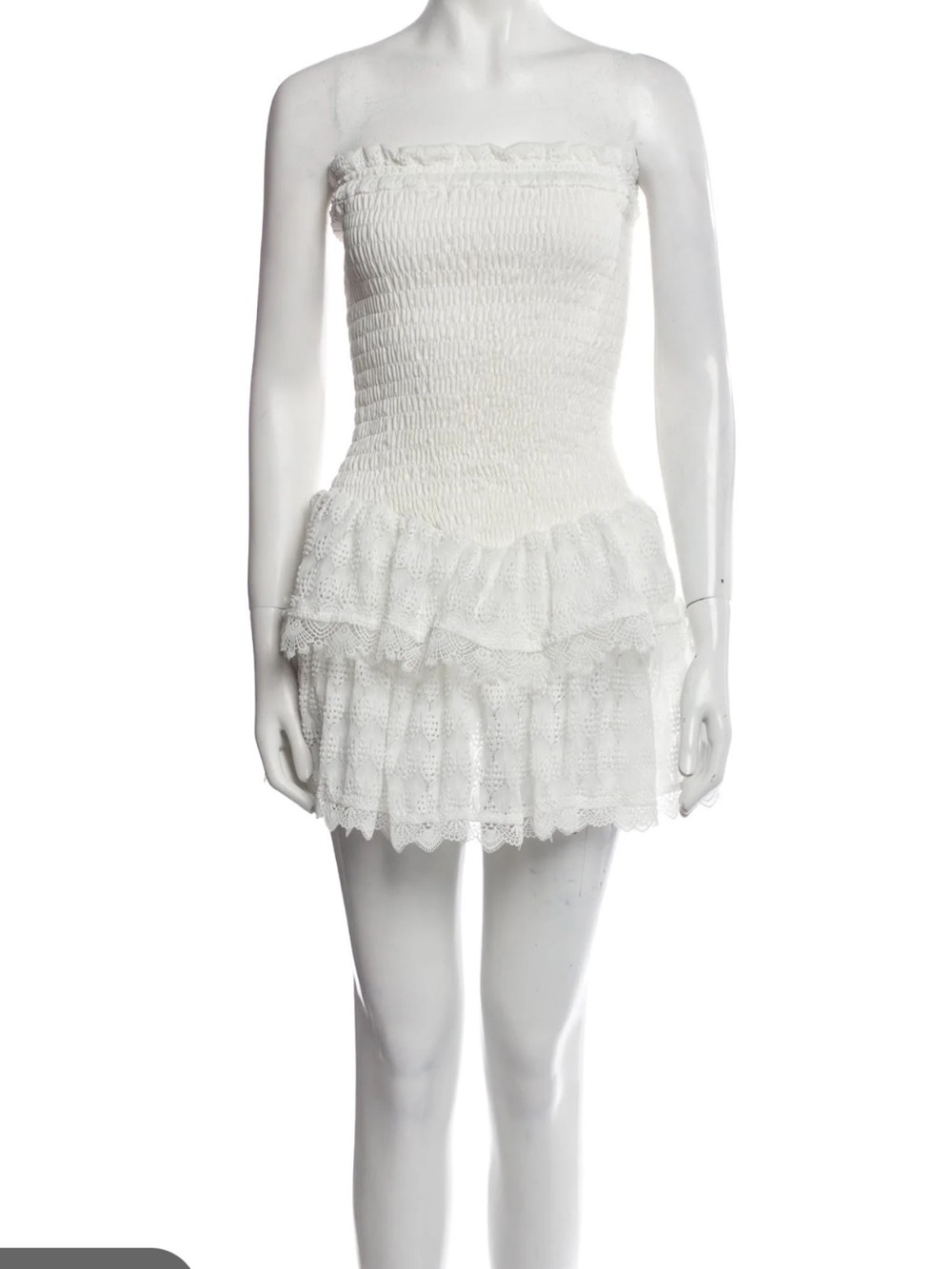 COCOLILLYS White Strapless Ruffled Mini Dress